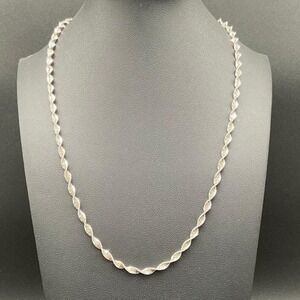 Vintage Sterling Silver Singapore Chain Necklace 925 Italy Twisted Rope 20"‎